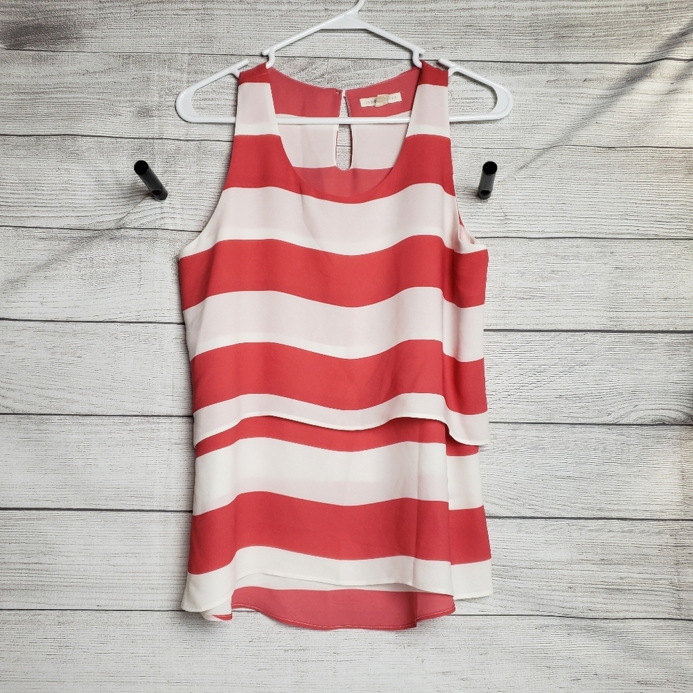 Women's Paper Crown Waterfall Striped Sleeveless Blouse Sz M‎